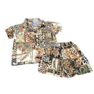 RJC Made in Hawaii  Hawiian Shirt Shorts Set Child Size 2T